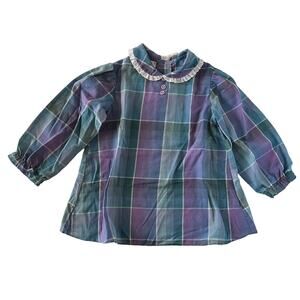 Vintage Plaid Peter Pan Collar Shirt